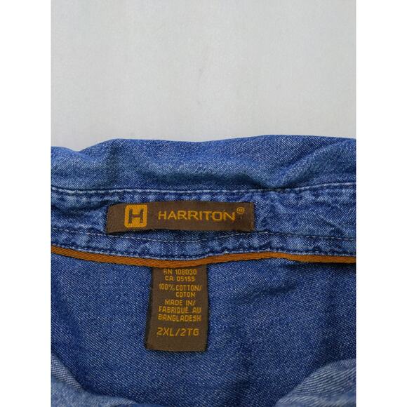 Mens Harriton NEA RA 2019 Houston Button Down Denim Shirt Size 2XL XXL Blue - Picture 8 of 10